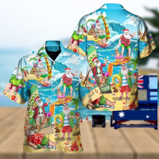 Christmas In July Santa Claus Surfing Hawaii Shirt