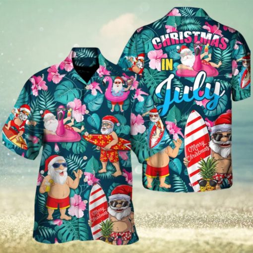 Christmas In July Santa Claus Tropical Hawaiian Tropical Shirt