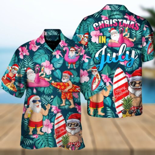 Christmas In July Santa Claus Tropical Hawaiian Tropical Shirt