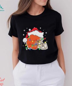 Christmas Light Santa Hat Cleveland Browns Logo Shirt
