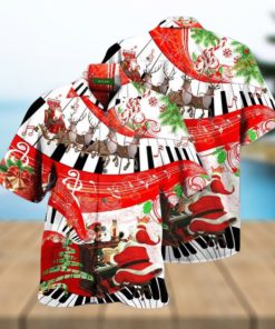 Christmas Piano Theme Hawaiian Shirt, Mens Christmas Hawaiian Shirt