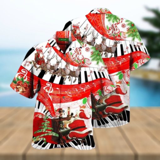 Christmas Piano Theme Hawaiian Shirt, Mens Christmas Hawaiian Shirt