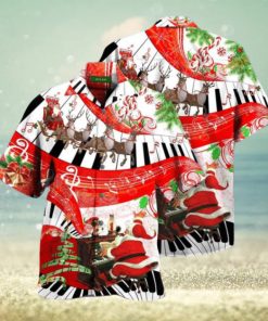 Christmas Piano Theme Hawaiian Shirt, Mens Christmas Hawaiian Shirt