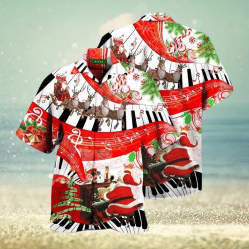 Christmas Piano Theme Hawaiian Shirt, Mens Christmas Hawaiian Shirt