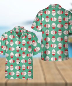 Christmas Santa Claus Face Seamless Pattern Hawaiian Shirt