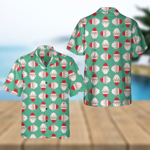 Christmas Santa Claus Face Seamless Pattern Hawaiian Shirt