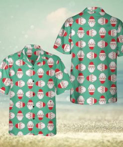 Christmas Santa Claus Face Seamless Pattern Hawaiian Shirt