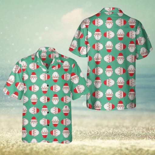 Christmas Santa Claus Face Seamless Pattern Hawaiian Shirt