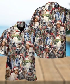 Christmas Star Wars With Santa Hat And Christmas Trees Hawaiian Shirt