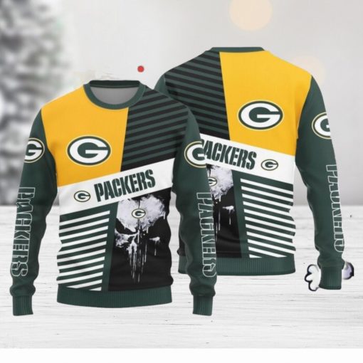 Christmas Sweater Green Bay Packers Skull Pattern Limited Edition 3D Sweater