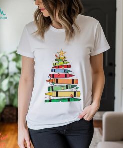 Christmas Teacher Crayon Christmas Tree Shirt