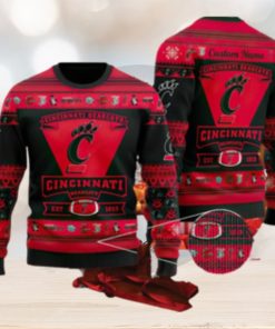 Cincinnati Bearcats Football Team Logo Knitted Christmas 3D Sweater December Custom Name