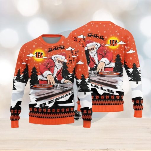 Cincinnati Bengals Christmas Funny DJ Santa New Style Knitted Sweater For Men And Women