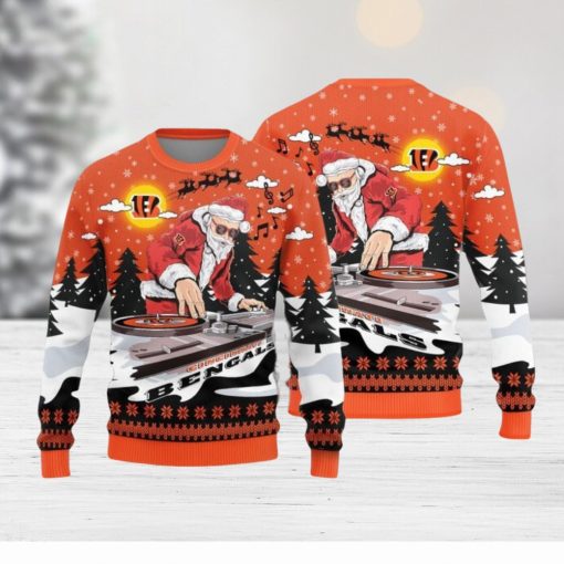 Cincinnati Bengals Christmas Funny DJ Santa New Style Knitted Sweater For Men And Women