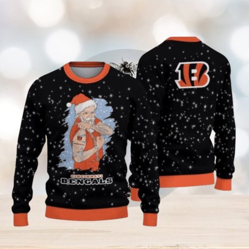 Cincinnati Bengals Christmas Santa Claus Tattoo Ugly Christmas Sweaters