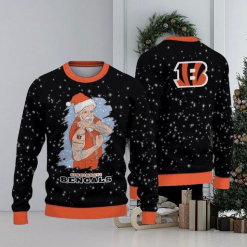 Cincinnati Bengals Christmas Santa Claus Tattoo Ugly Christmas Sweaters