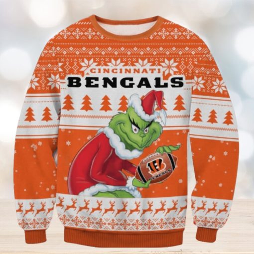 Cincinnati Bengals Grinch Orange Color Ugly Christmas Sweaters