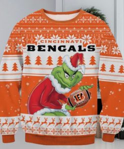 Cincinnati Bengals Grinch Orange Color Ugly Christmas Sweaters