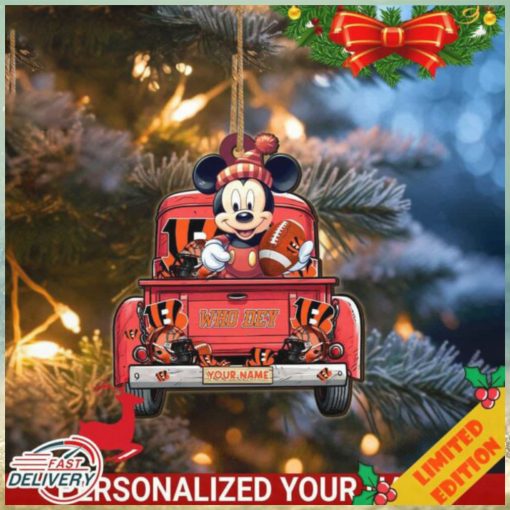 Cincinnati Bengals Mickey Mouse Ornament Personalized Your Name Sport Home Decor