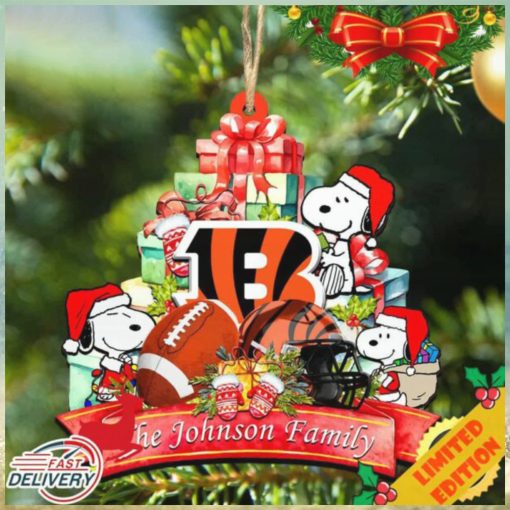 Cincinnati Bengals Snoopy And NFL Sport Ornament Personalized Your Family Name