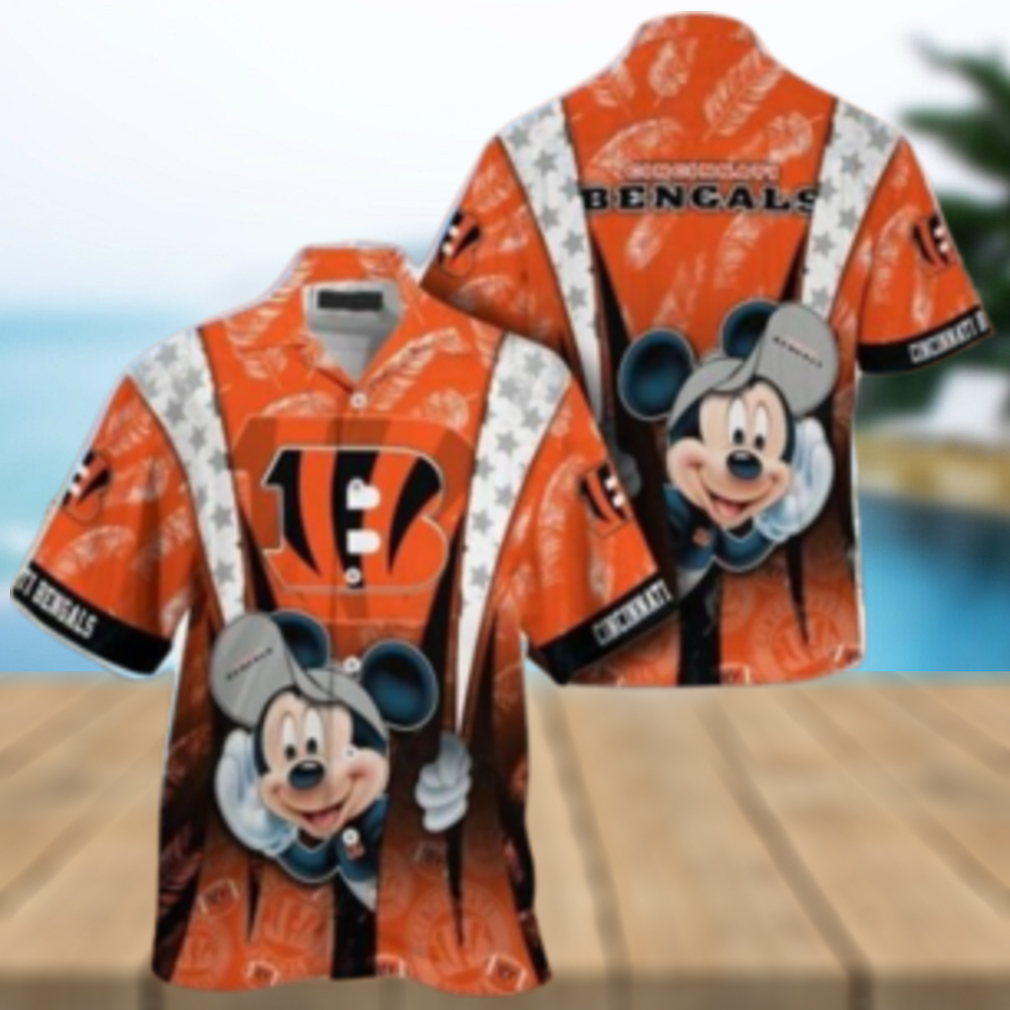 Cincinnati Bengals nfl mickey mouse Hawaiian Shirt custom for fan Cincinnati Bengals nfl mickey mouse Hawaiian Shirt custom for fan