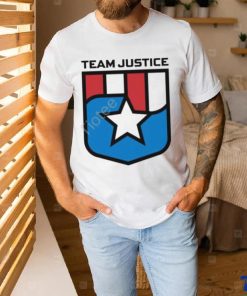 Cindy Perno Wearing Team Justice Shield Logo Long Sleeve T Shirt