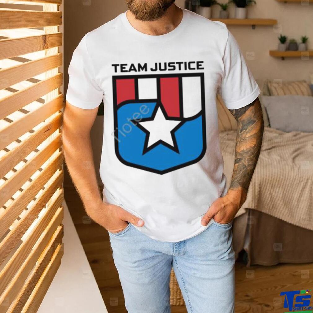 Cindy Perno Wearing Team Justice Shield Logo Long Sleeve T Shirt Cindy Perno Wearing Team Justice Shield Logo Long Sleeve T Shirt