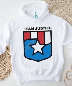 Cindy Perno Wearing Team Justice Shield Logo Long Sleeve T Shirt