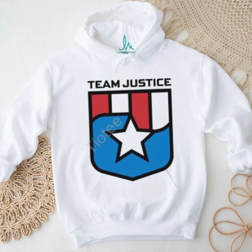 Cindy Perno Wearing Team Justice Shield Logo Long Sleeve T Shirt