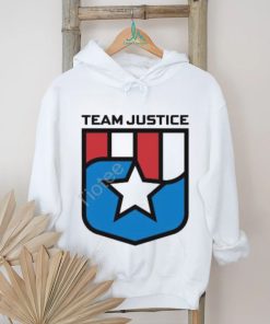 Cindy Perno Wearing Team Justice Shield Logo Long Sleeve T Shirt