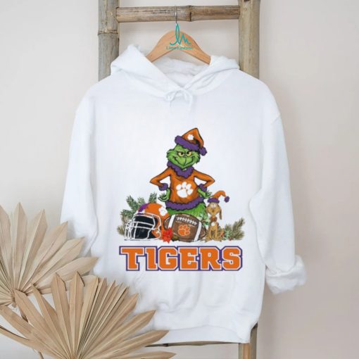 Clemson Santa Grinch And Santa Dog Christmas Shirt