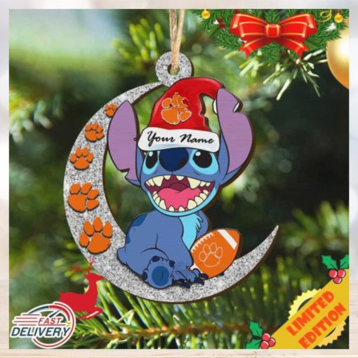 Clemson Tigers Stitch Christmas Ornament NCAA And Stitch With Moon Ornament