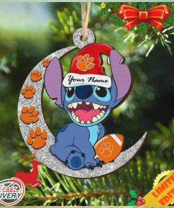 Clemson Tigers Stitch Christmas Ornament NCAA And Stitch With Moon Ornament