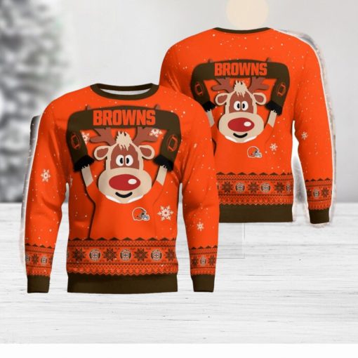 Cleveland Browns Cute Reindeer Ugly Christmas Sweater Christmas Party Gift