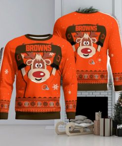 Cleveland Browns Cute Reindeer Xmas Gift Ugly Christmas Sweater Amazing Gift Christmas Party Gift