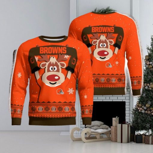 Cleveland Browns Cute Reindeer Xmas Gift Ugly Christmas Sweater Amazing Gift Christmas Party Gift