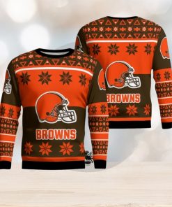 Cleveland Browns Logo Big Snowflake Pattern Ugly Christmas Sweater