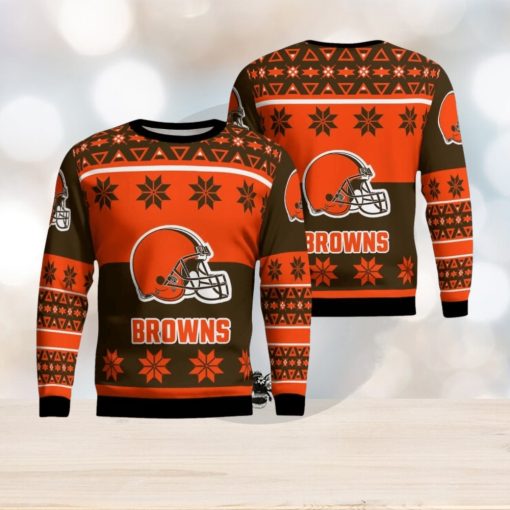 Cleveland Browns Logo Big Snowflake Pattern Ugly Christmas Sweater