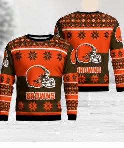 Cleveland Browns Logo Big Snowflake Pattern Ugly Christmas Sweater