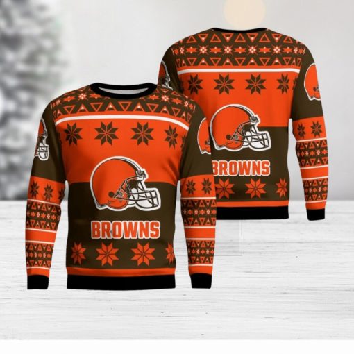 Cleveland Browns Logo Big Snowflake Pattern Ugly Christmas Sweater