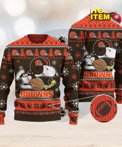 Cleveland Browns Logos American Football Snoopy Dog Ugly Christmas Sweater Funny Christmas Gift For Sport Fans