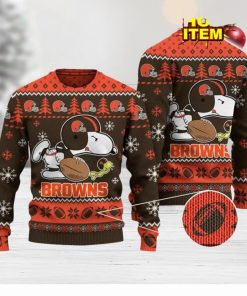 Cleveland Browns Logos American Football Snoopy Dog Ugly Christmas Sweater Funny Christmas Gift For Sport Fans