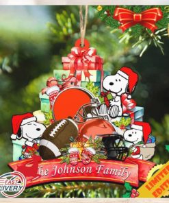 Cleveland Browns Snoopy And NFL Sport Ornament Personalized Your Family Name