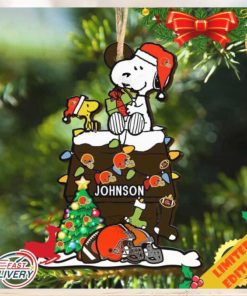 Cleveland Browns Snoopy NFL Christmas Ornament Personalized Your Name