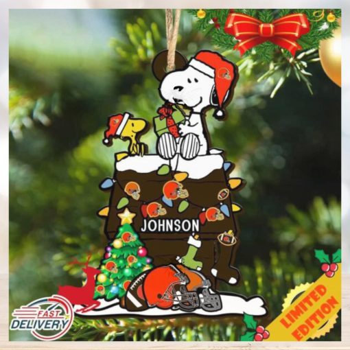 Cleveland Browns Snoopy NFL Christmas Ornament Personalized Your Name