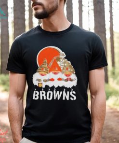 Cleveland Browns football team logo Gnomies Merry Christmas shirt