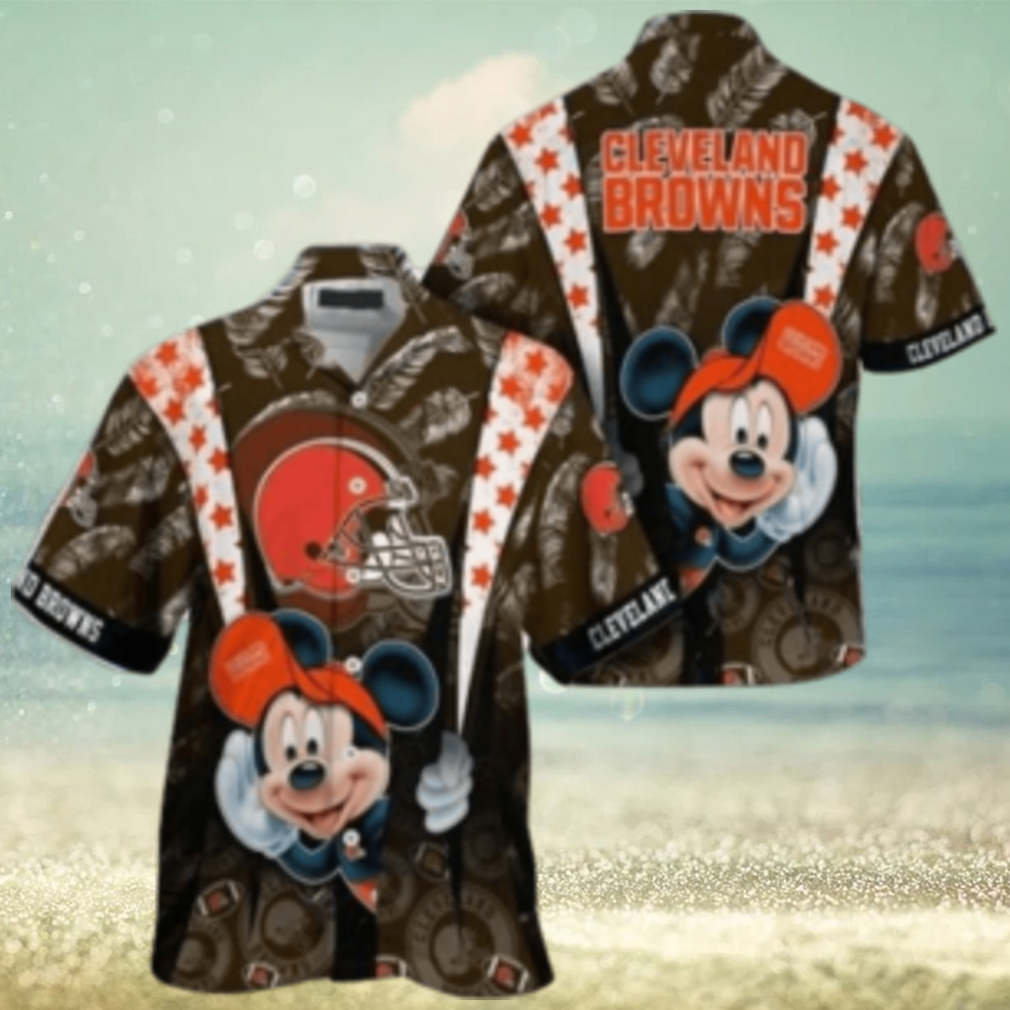Cleveland Browns nfl mickey mouse Hawaiian Shirt custom for fan Cleveland Browns nfl mickey mouse Hawaiian Shirt custom for fan