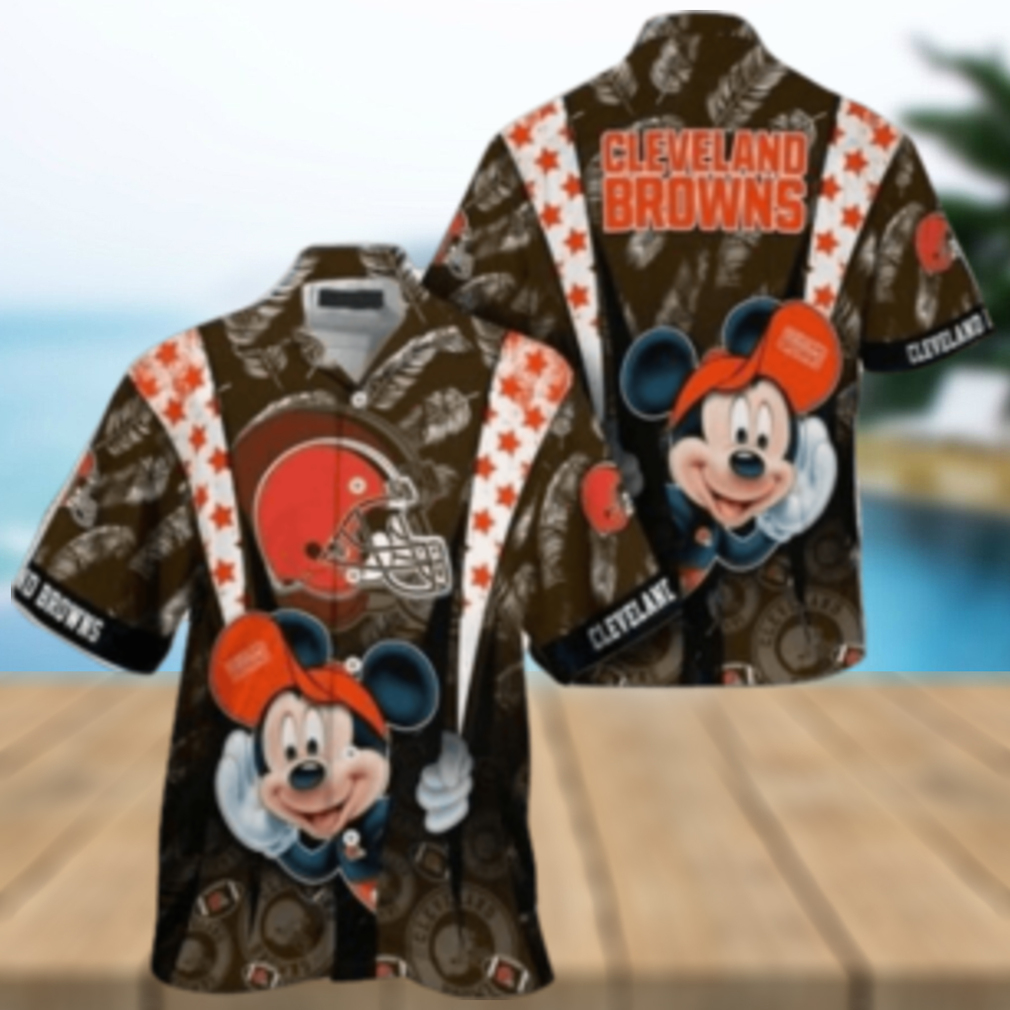 Cleveland Browns nfl mickey mouse Hawaiian Shirt custom for fan Cleveland Browns nfl mickey mouse Hawaiian Shirt custom for fan