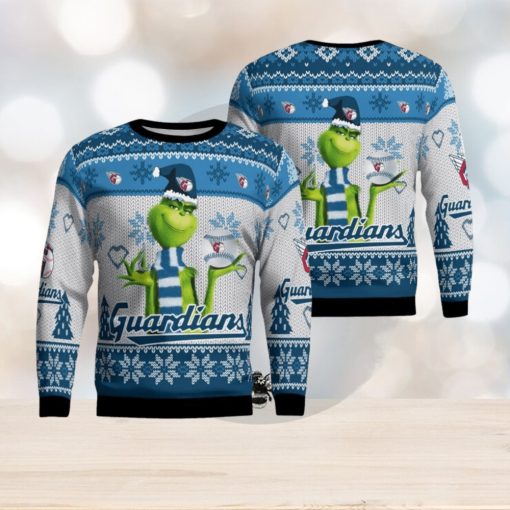 Cleveland Guardians Grinch Snowflake Pattern Ugly Sweater Christmas