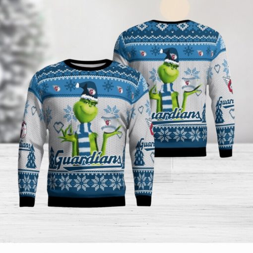 Cleveland Guardians Grinch Snowflake Pattern Ugly Sweater Christmas